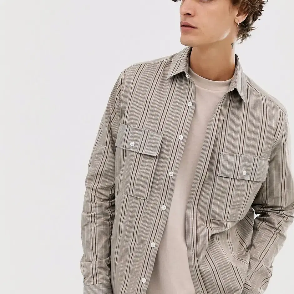 ASOS DESIGN overshirt in ecru check