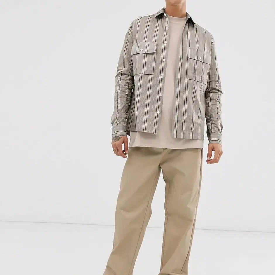 ASOS DESIGN overshirt in ecru check