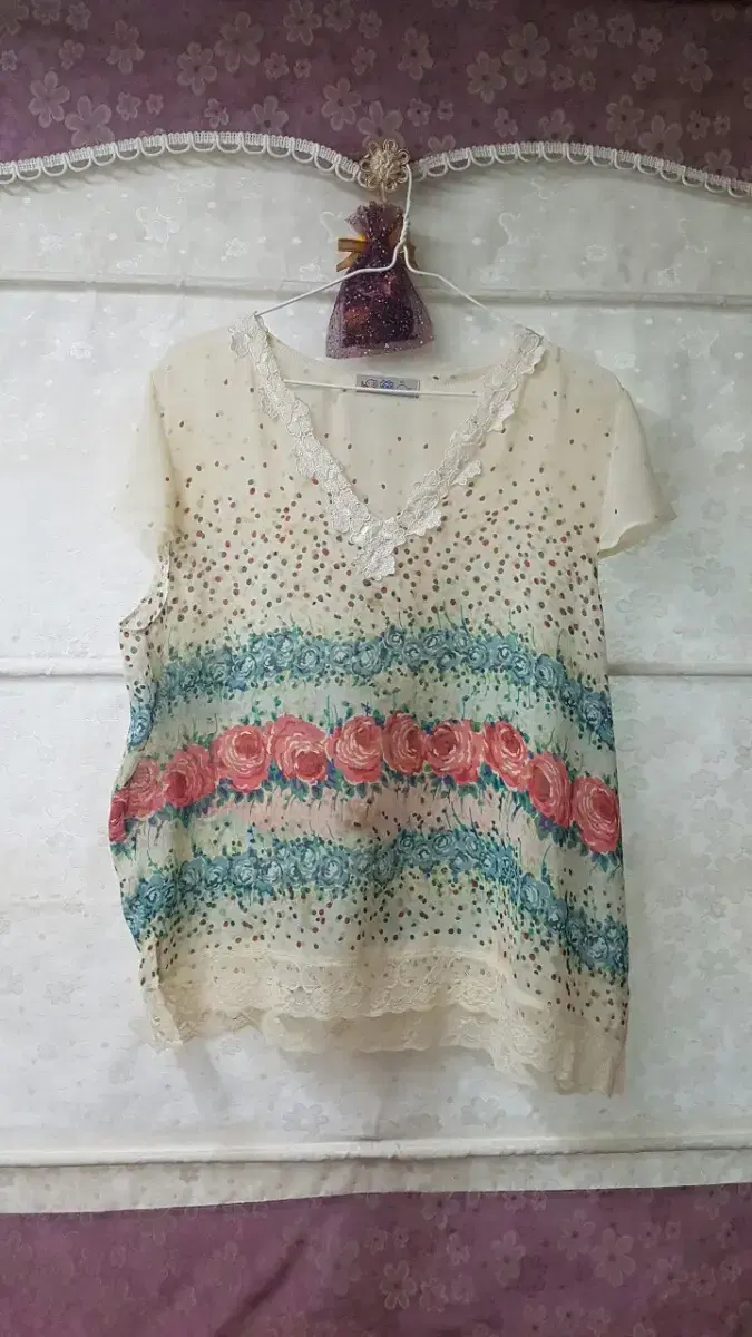 Japanese lace knitting see-through blouse