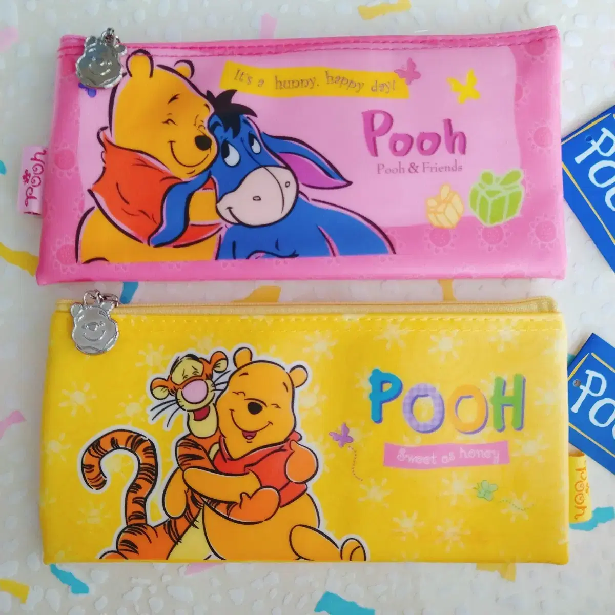 Vintage Pooh Zippered Pencil Case / Disney Classic Stationery Pouch Fancy