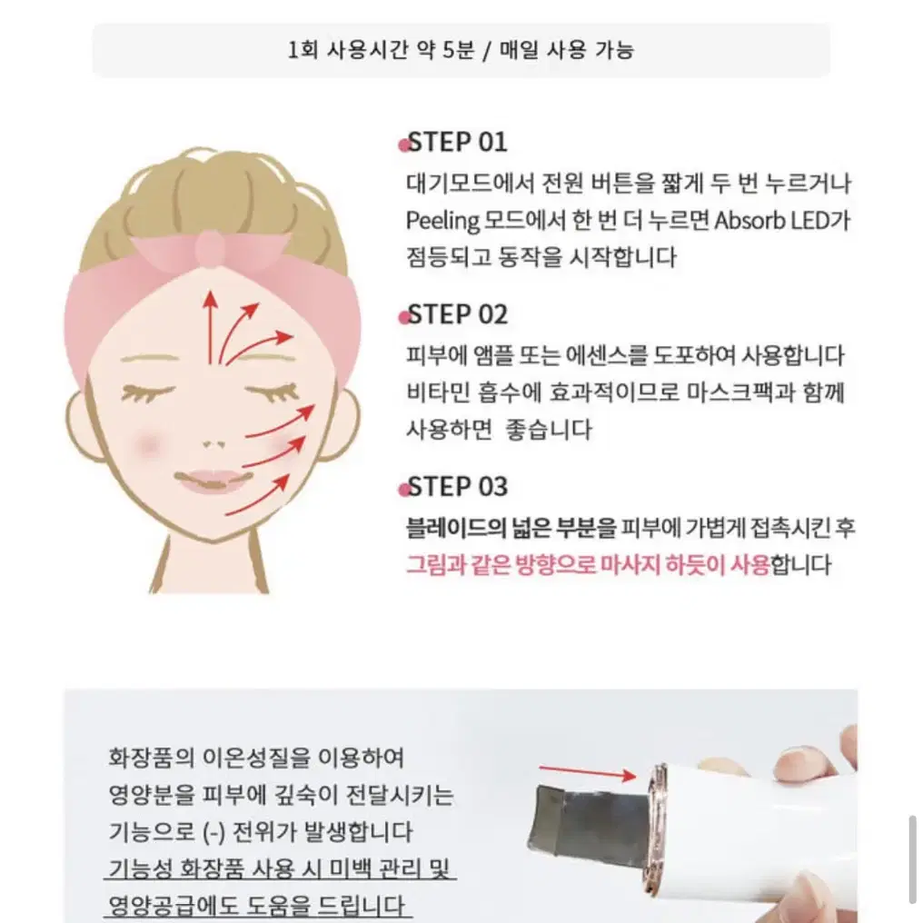 아우라 워터필링기 갈바닉 이온마사지기