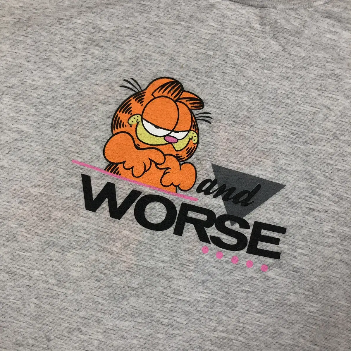 80-90s 가필드 garfield 고양이 카툰 프린트 반팔티셔츠