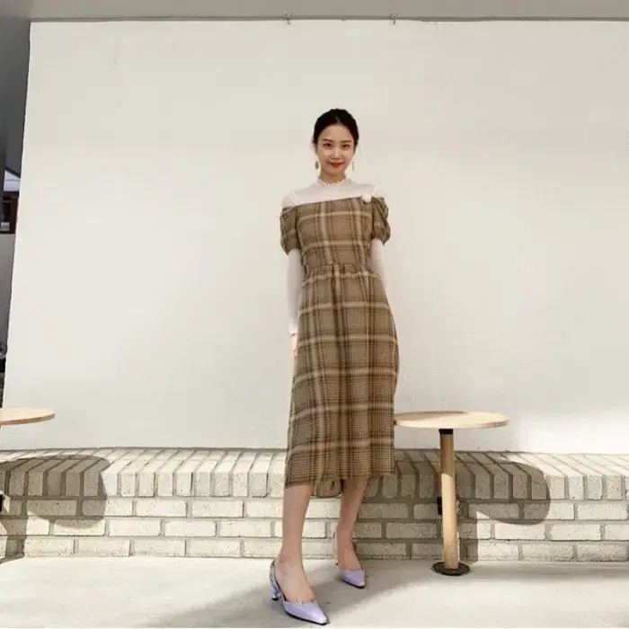 새상품) 시눈 Hola check long dress