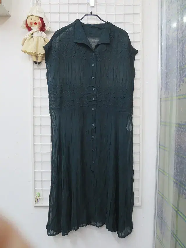 CROQUETALEADY Ogre Wrinkle Deep Green Long ONEPIECE