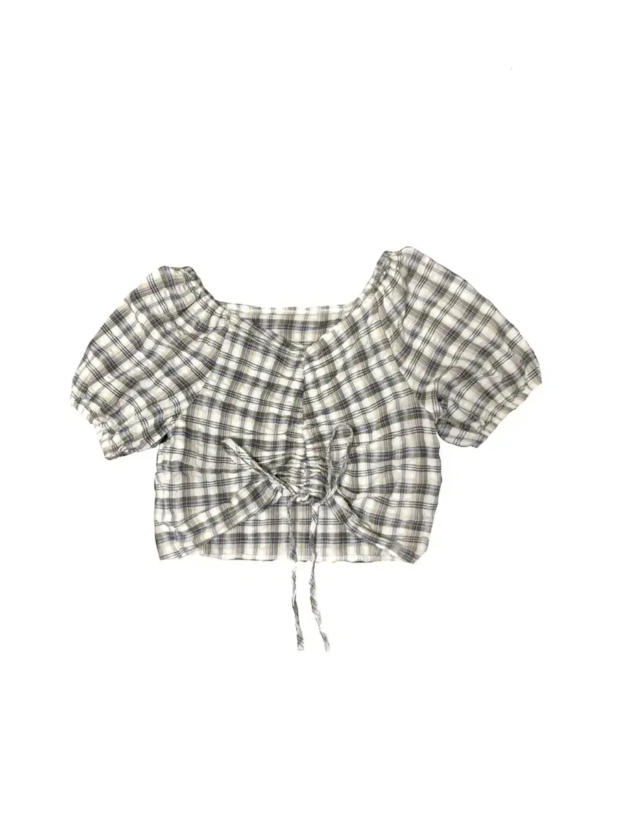 [Disposing of summer clothes] Vintage off-shoulder two-way check blouse with shirring