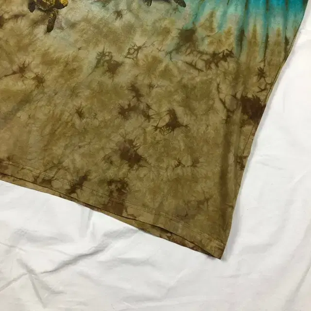 90s 빈티지 거북이 프린트 타이다이 tiedye 반팔티셔츠