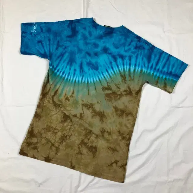 90s 빈티지 거북이 프린트 타이다이 tiedye 반팔티셔츠