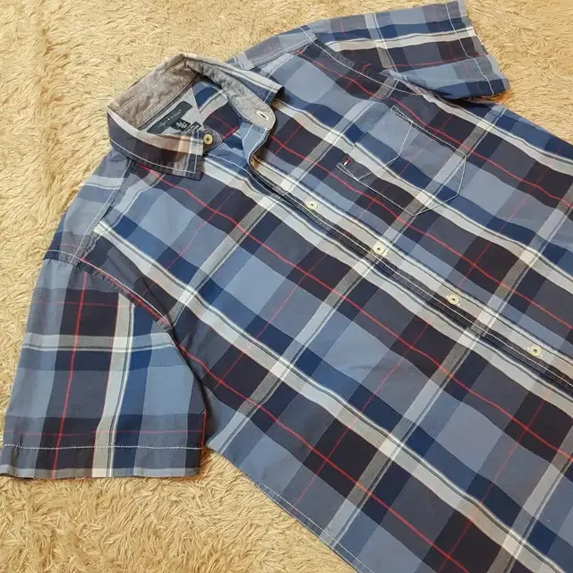 Men's Tommy Hilfiger Short Sleeve Check Shirt bloo M