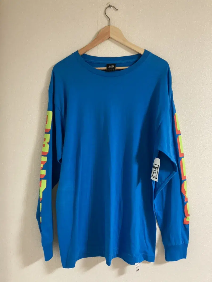 obey new world basic ls tee blue