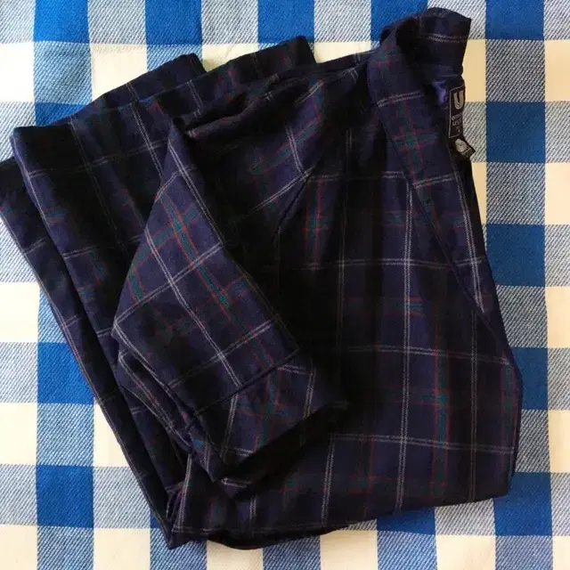 Overcoat Navy Check Long Robe Coat Outer Jacket