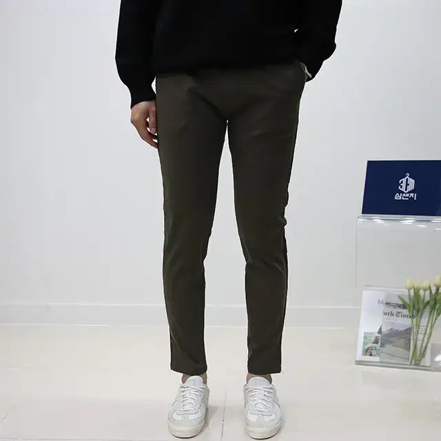 가을  데일리 10부 워싱 스판 밴딩 면바지