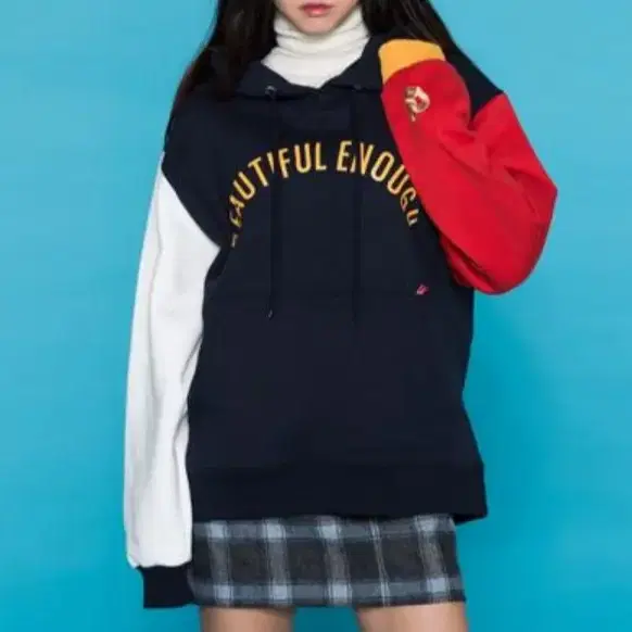 [모티브스트릿/XL] COLOR BLOCK HOOD NAVY