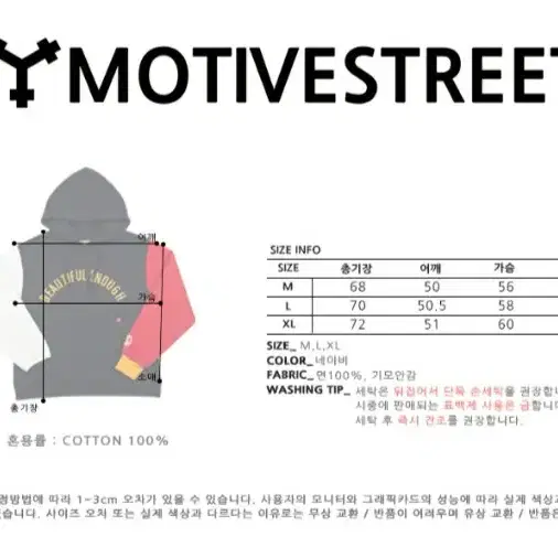 [모티브스트릿/XL] COLOR BLOCK HOOD NAVY