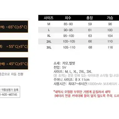 (무료배송) 온열조끼 발열조끼 USB충전식 보온조끼 전자파인증