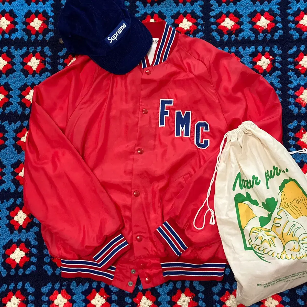 Vintage Old FMC Red Stadium Baseball Jacket