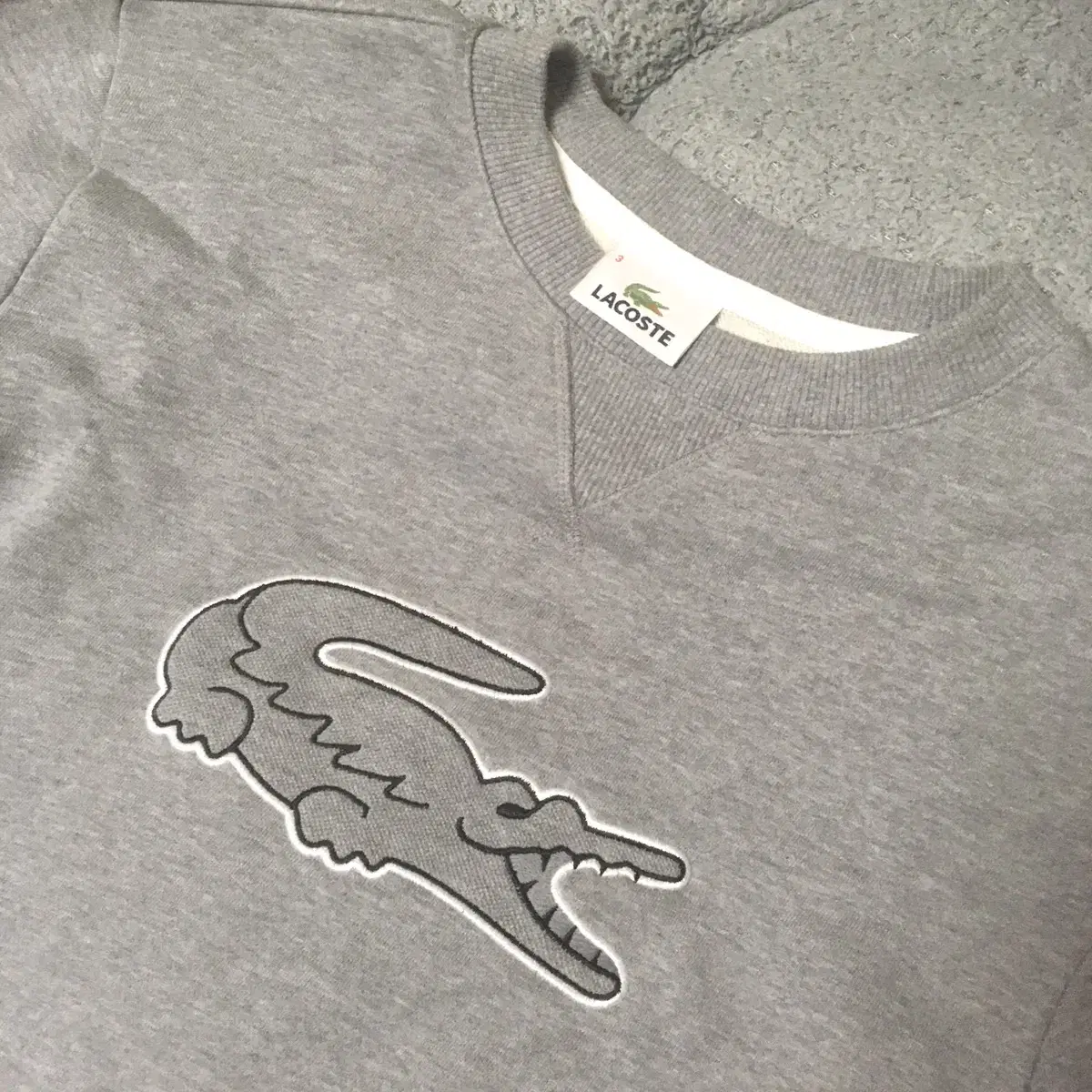 Genuine new product 19ss Lacoste sweatshirt 3 sizes M gray big logo Nike