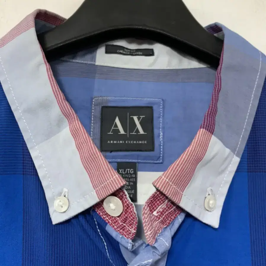 2XL) ARMANI 남성 체크무늬 카라셔츠