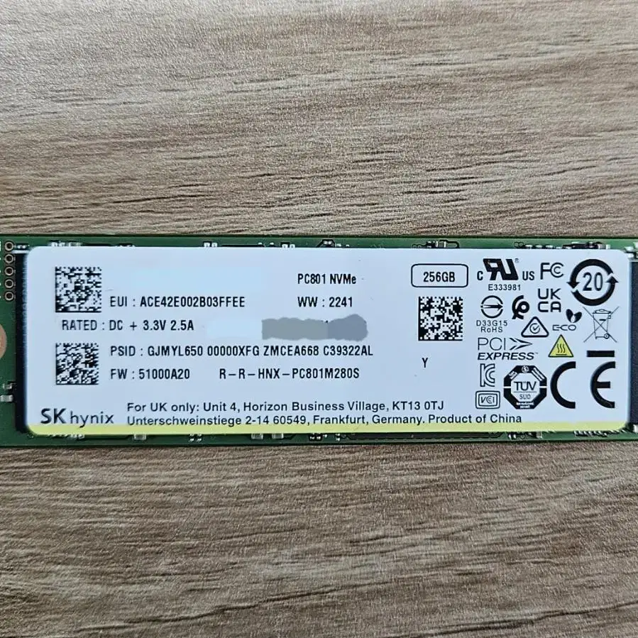 SK하이닉스 PC801 M.2 NVMe 256GB 팝니다