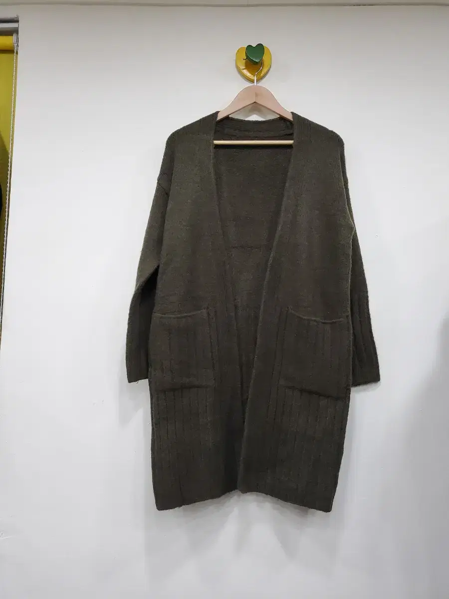 Khaki long knit cardigan/open cardigan/long cardigan