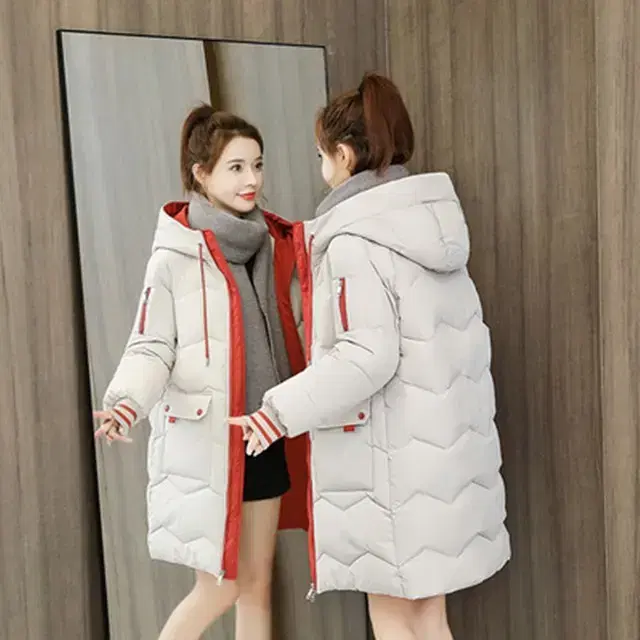 Real Women's Color Long Padded Jacket Lightweight 7 Types of Large Sizes