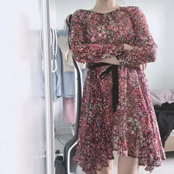 maje belted floral dress