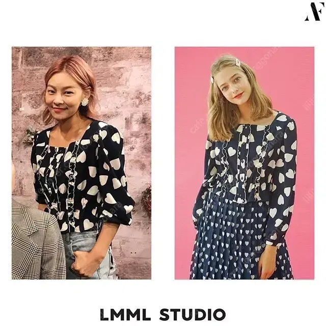 lmml studio 스퀘어넥 블라우스 네이비 새상품