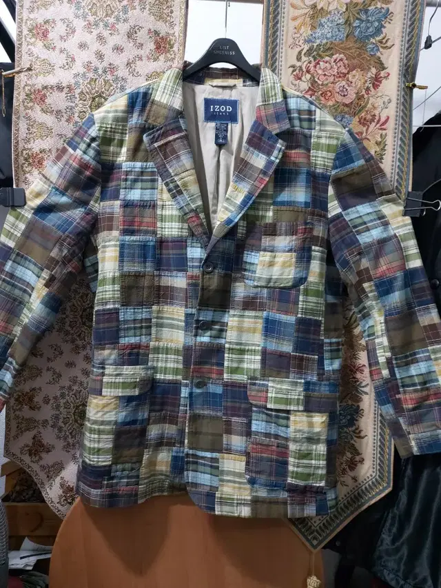 XL IZOD plaid 패치워크 체크 자켓 상태A