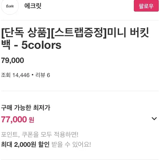 에크릿/에크루 미니버킷백