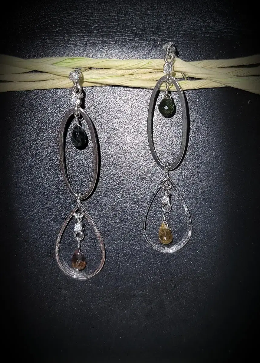 Tourmaline natural gemstone silver 925 earrings