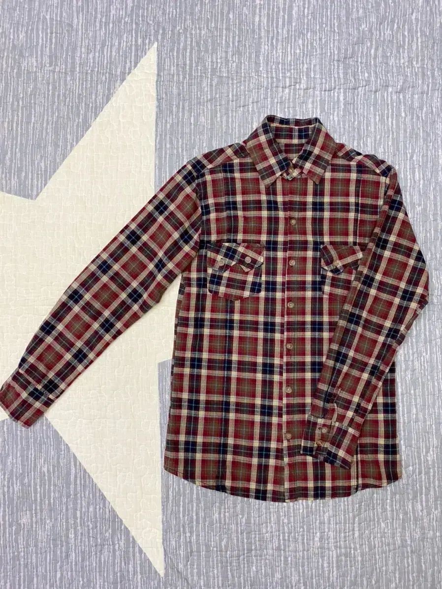 (New)Wine & Navy Check Shirt M