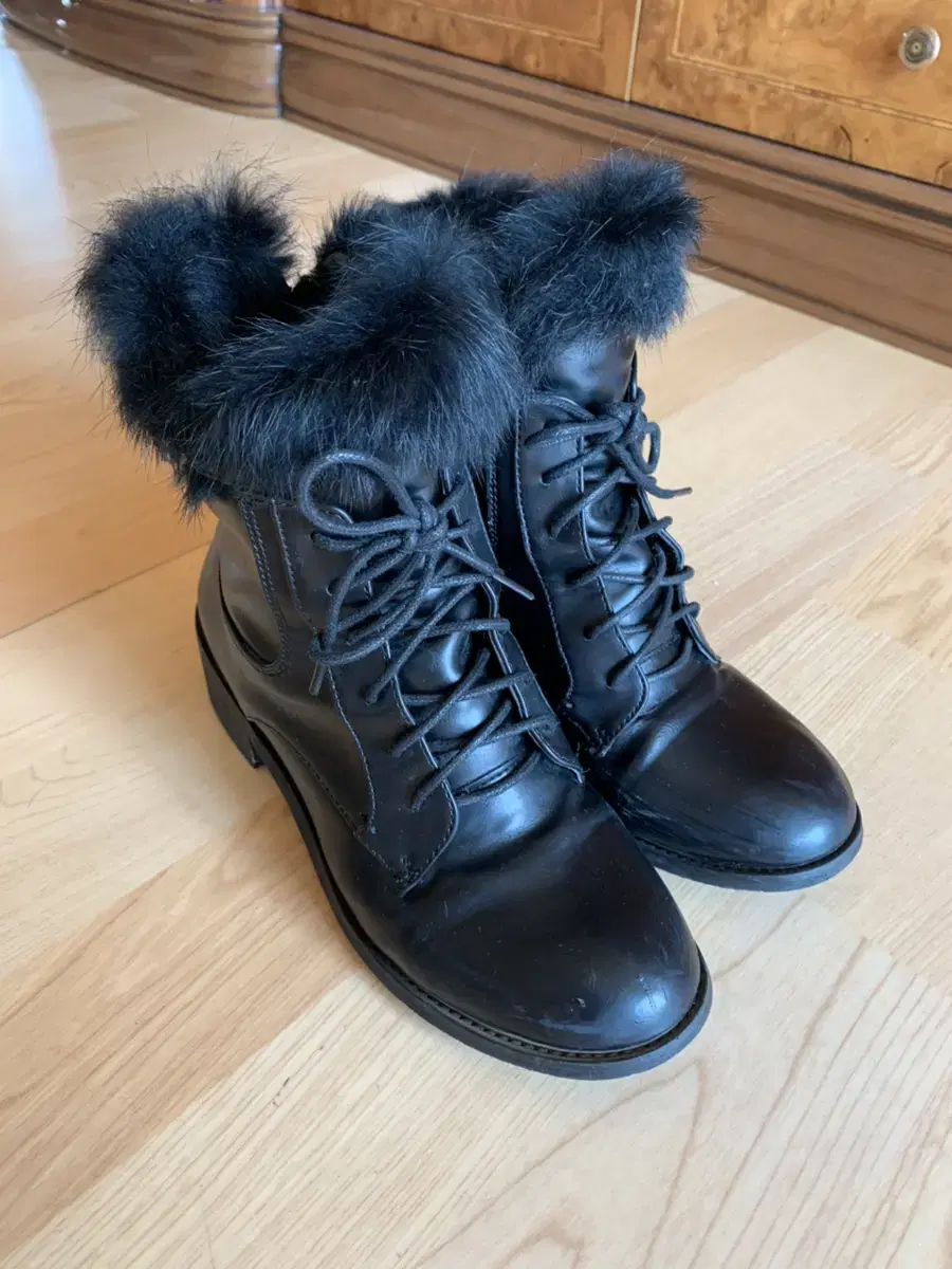 Rabbit fur ankle boots