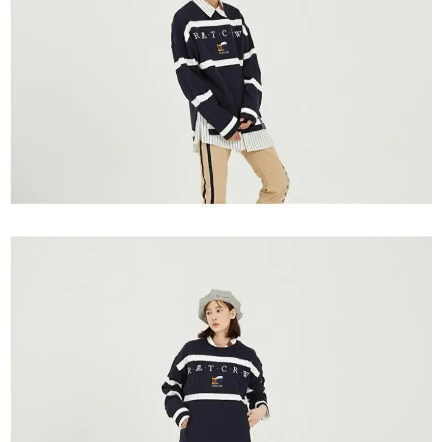 로맨틱 크라운 Round Neck Cable Knit_navy