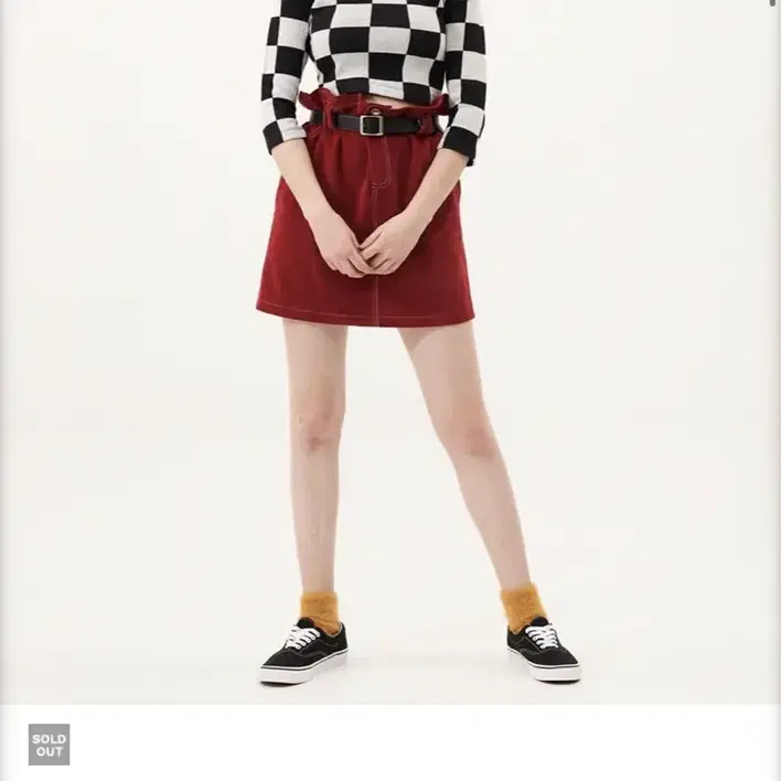 떨이 오드 원 아웃 oddoneout wrinkled skirt red