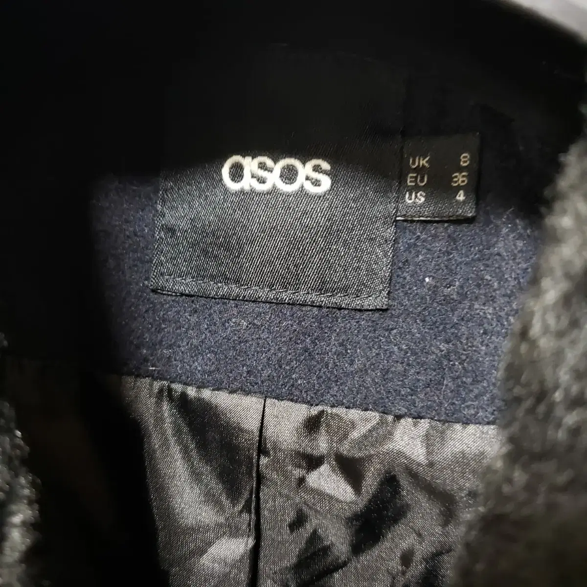 아소스 asos 네이비 여성 FUR 코트 올