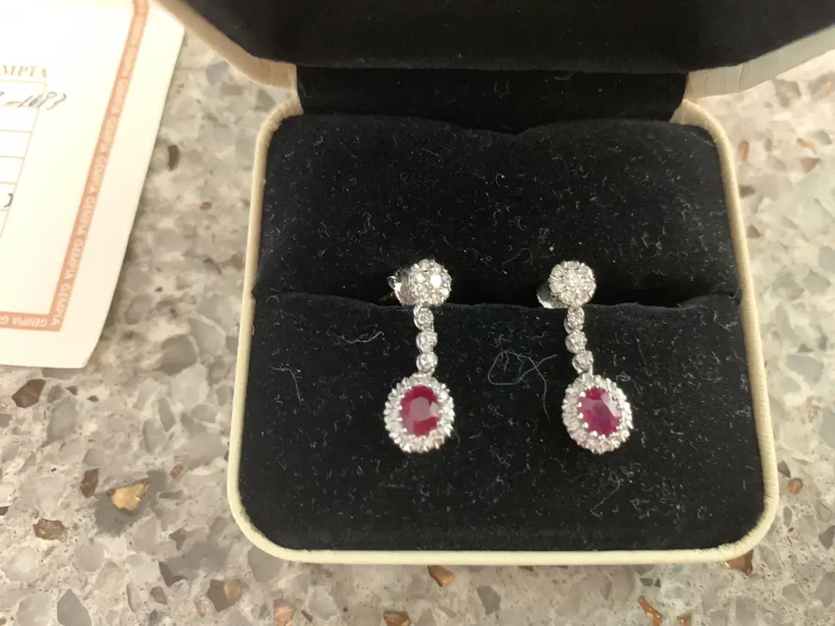 Natural Ruby Dia 18K Earrings