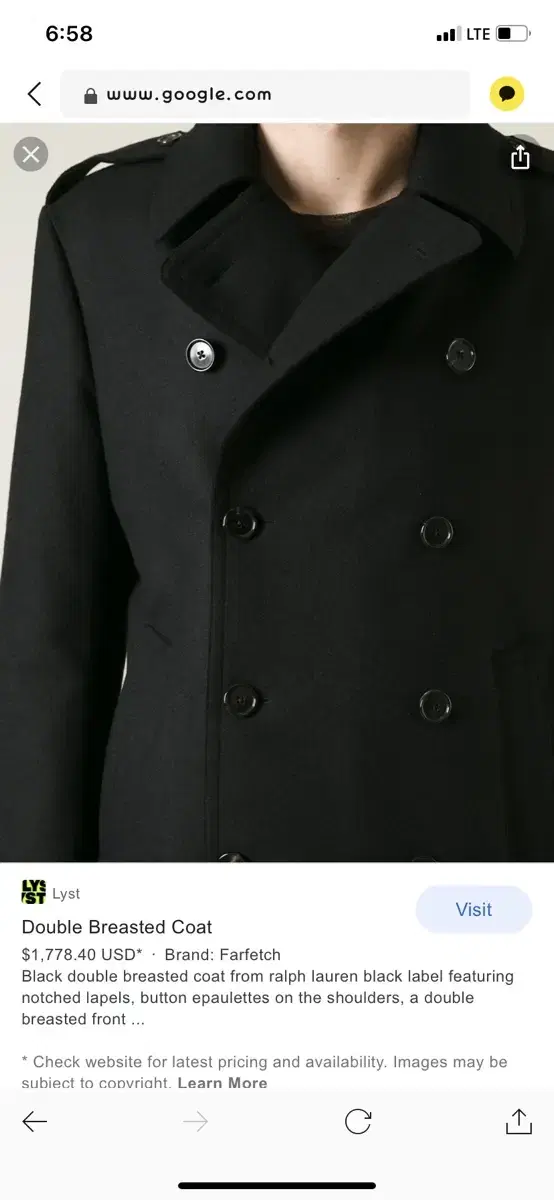 Ralph Lauren Black Belle coat