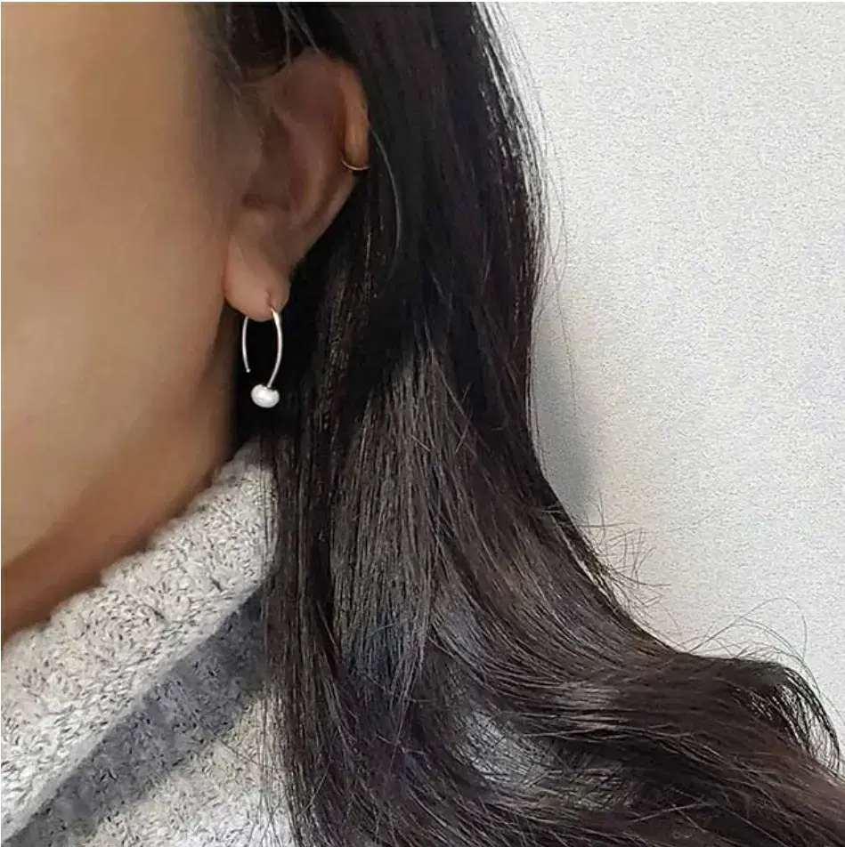 Silver 925 Curve Pearl Earrings