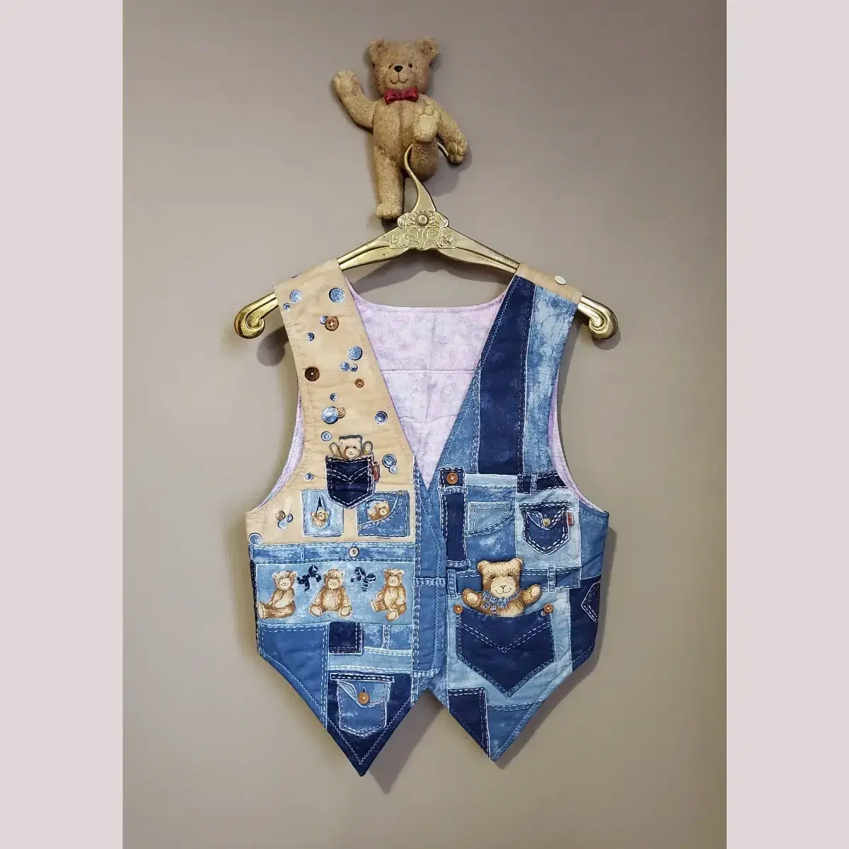 [vintage]bear vest 곰돌이 퀼트 조끼 베스트 빈티지