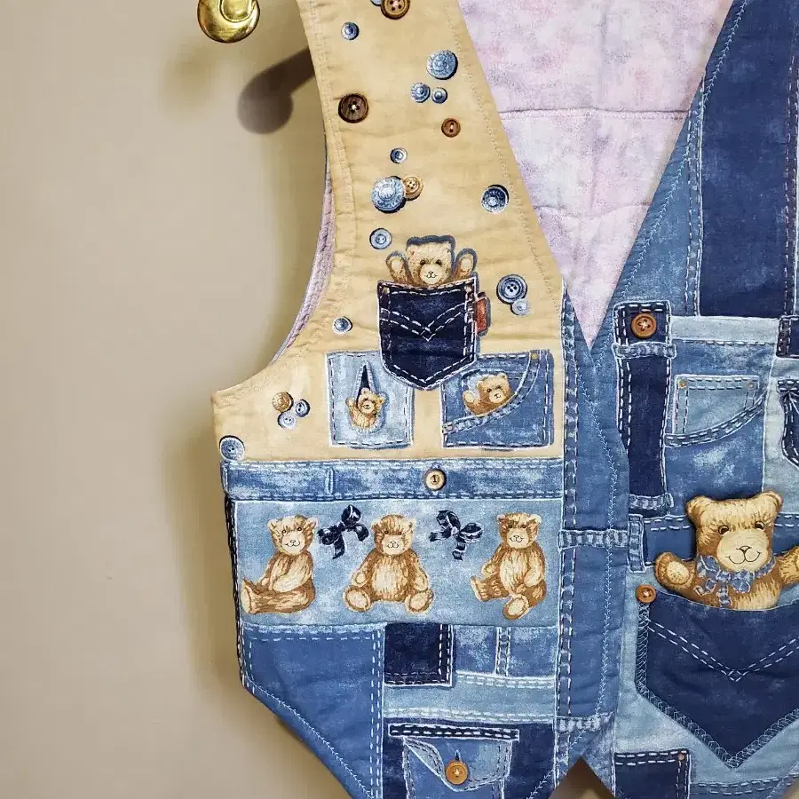 [vintage]bear vest 곰돌이 퀼트 조끼 베스트 빈티지