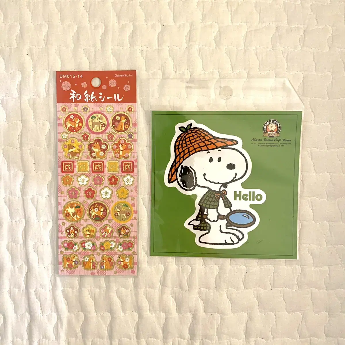 Shiba Inu cherry blossom stickers, Snoopy knife line stickers