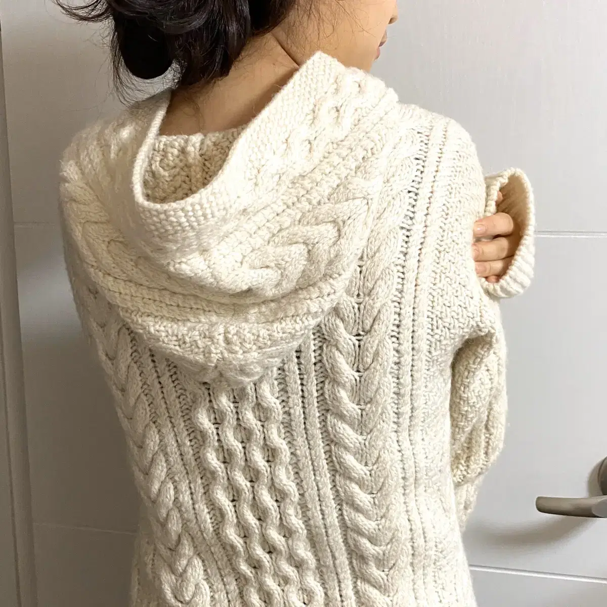 ivory hood knit cardigan