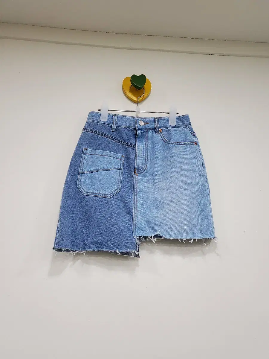 Colorblocked Cut Jeans Skirt S/Sale