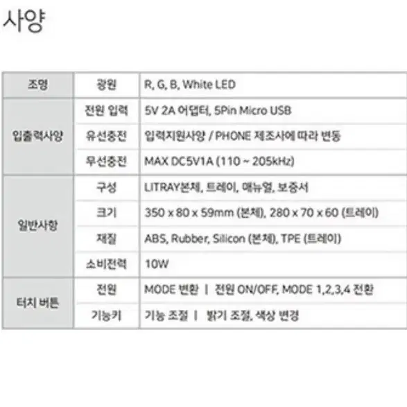 리트레이 스마트충전 다기능 무드등 - 블랙