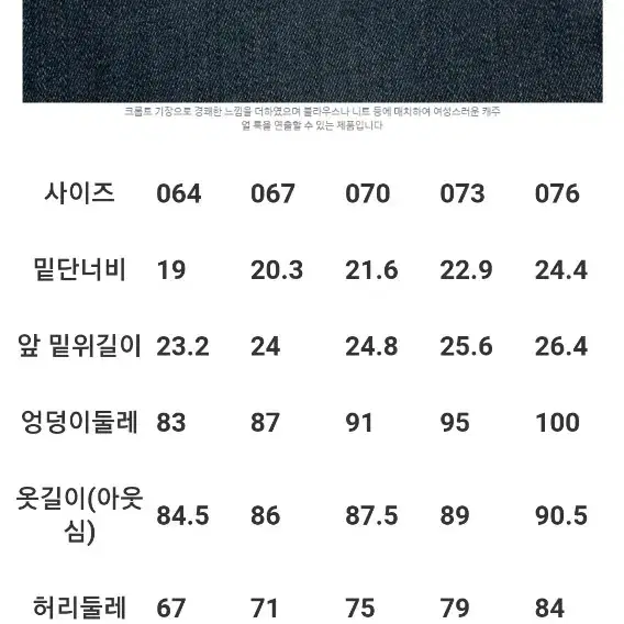 에잇세컨즈(새상품)블루 크롭 부츠컷 스판 기모 데님 팬츠