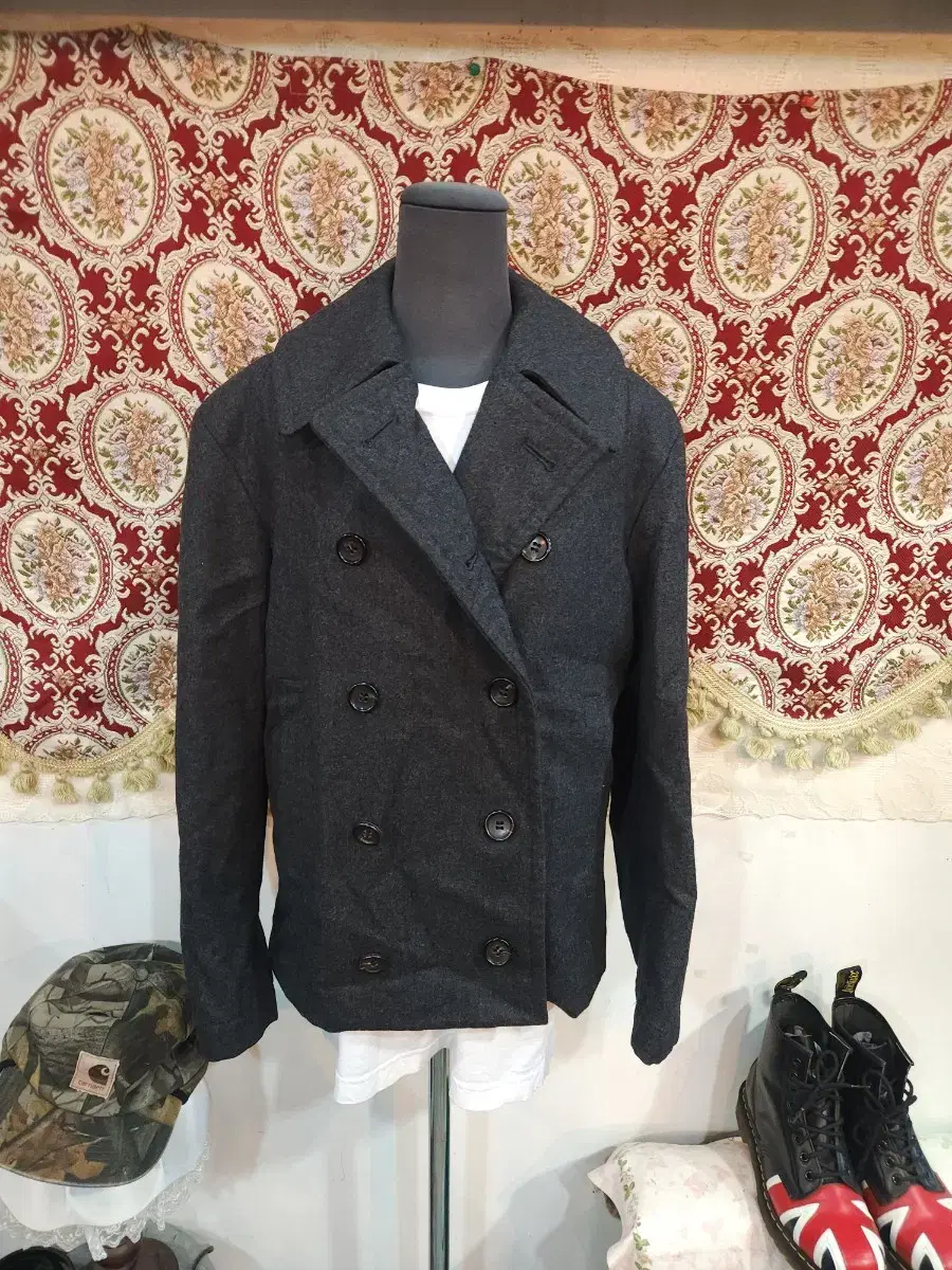 Comme des Garçons Song TRICOT short double-breasted peacoat quilted lining