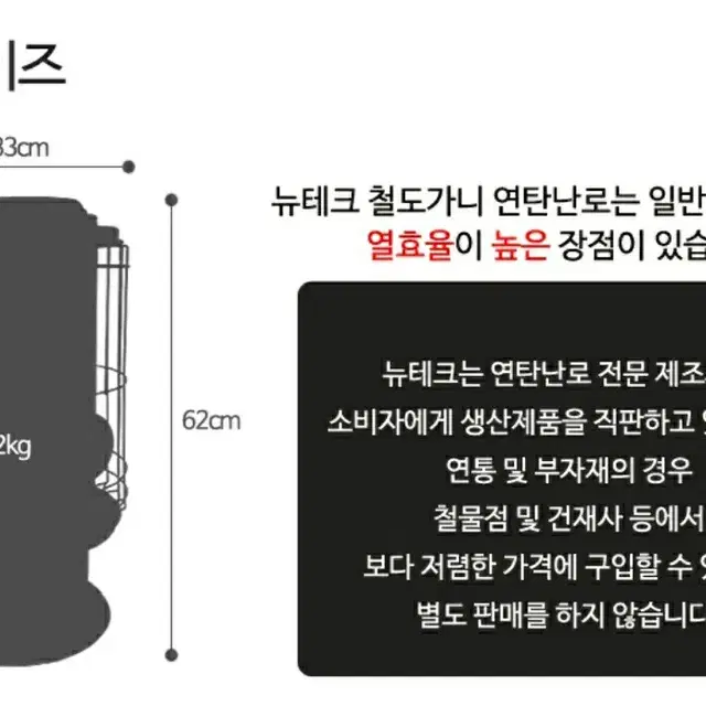 뉴테크 연탄난로 1구3탄