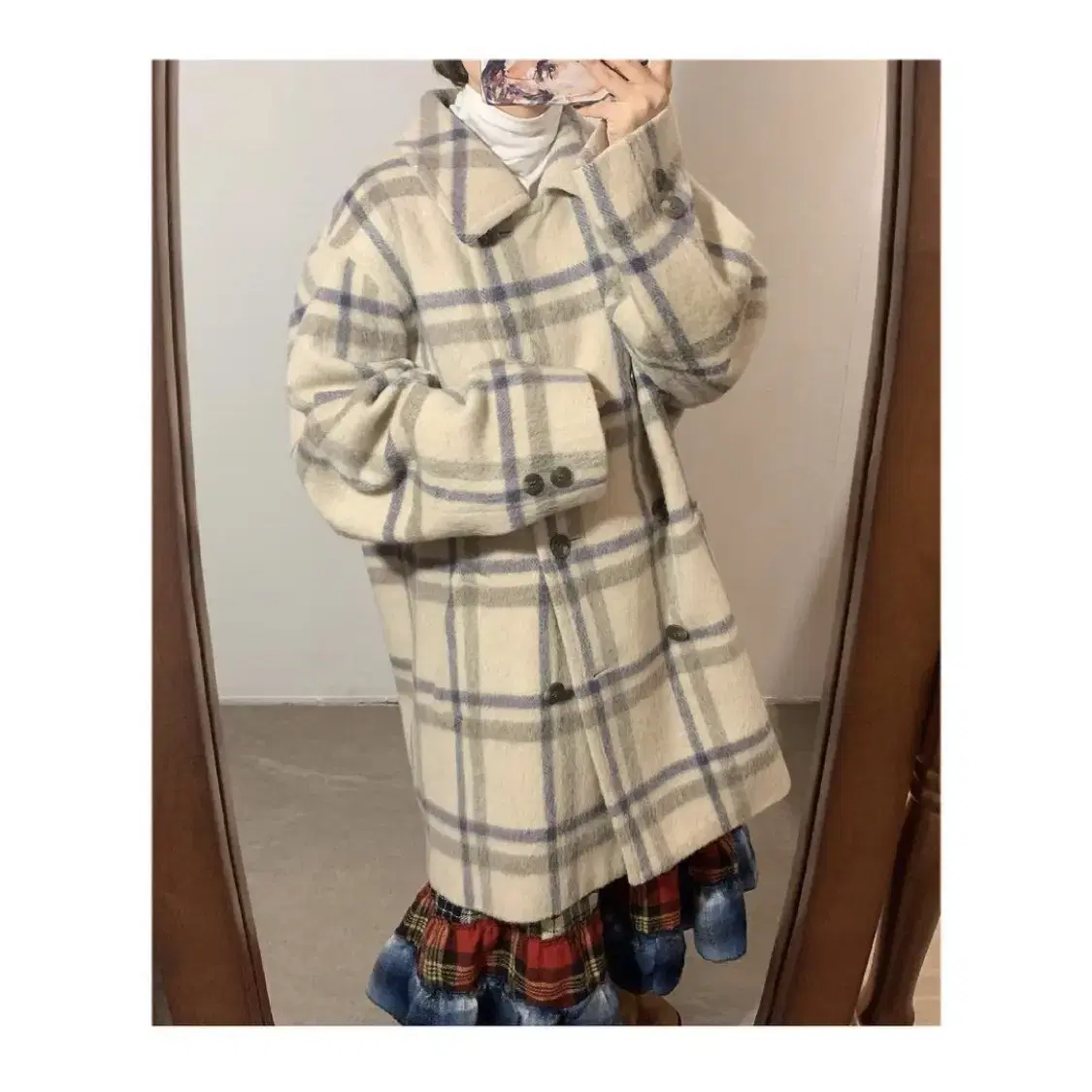 Vintage check wool coat