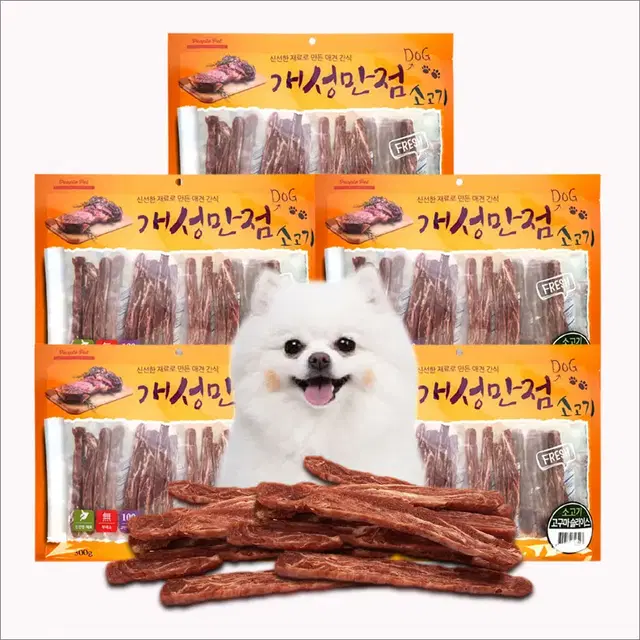 300g X 5봉 소고기 고구마 슬라이스 애견간식