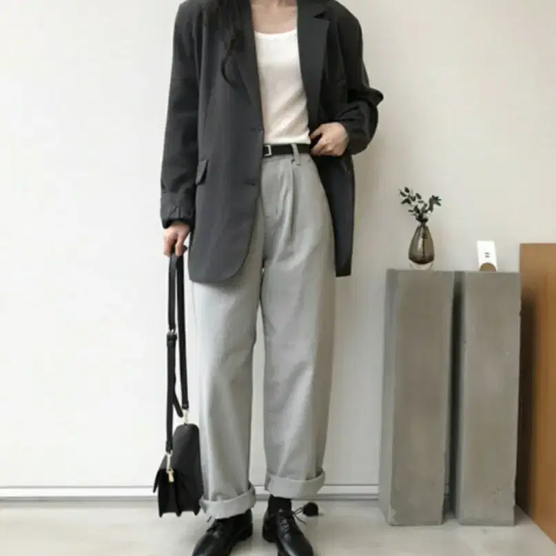 데일리쥬 밀크티 핀턱 코튼 팬츠