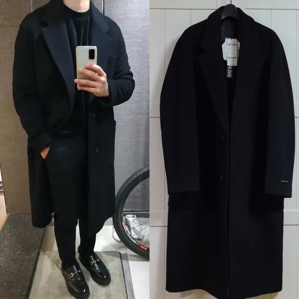 Ad Hoc Double Long Coat Black L